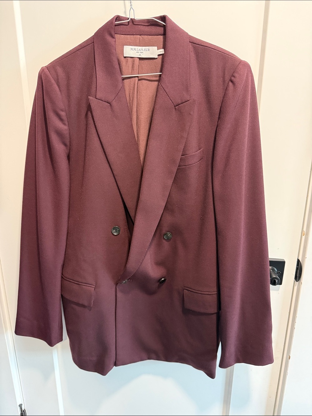 MM Lafleur Double-Breasted Maroon Blazer Size 12